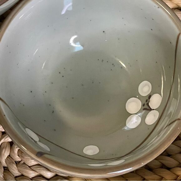 World Market Elegant Floral Soup and Dipping Sauce Bowls Set Celadon Green White - Picture 6 of 14